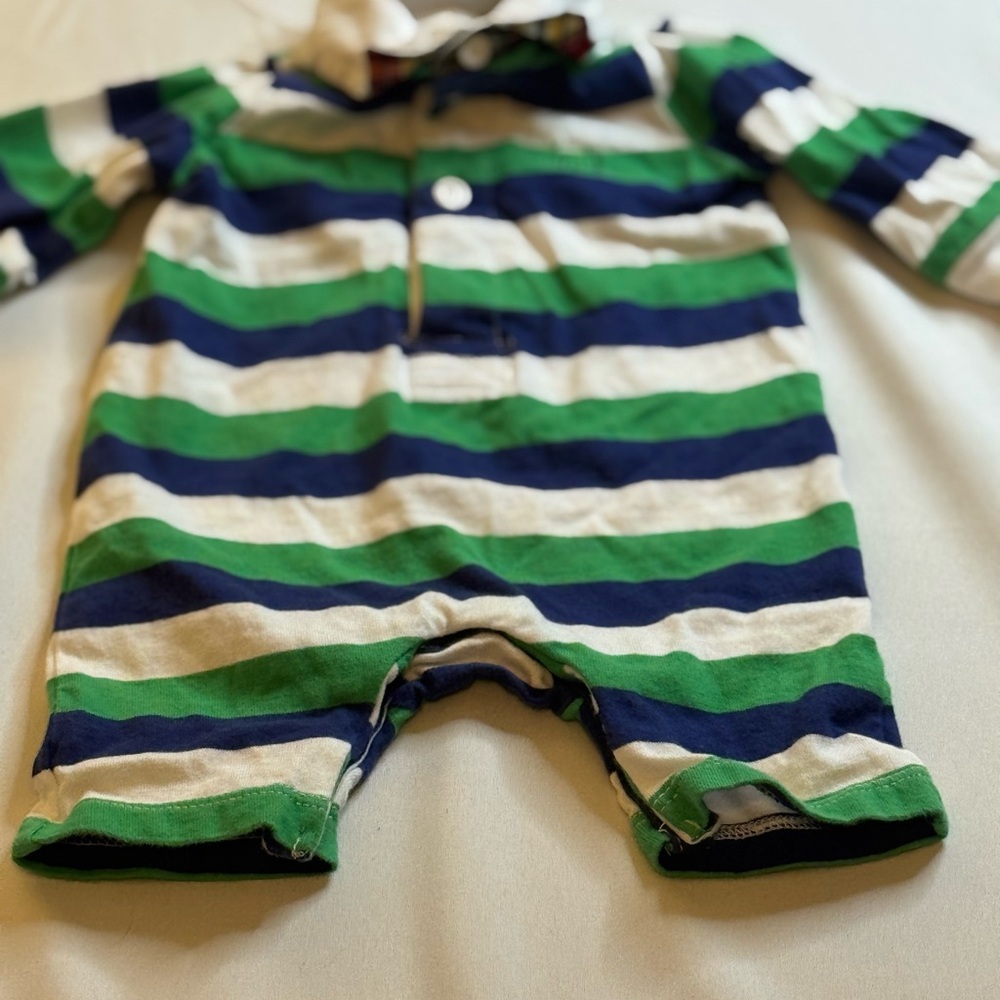Chaps Green and Blue Striped Newborn (NB) Bodysuit One Piece (Onesie)